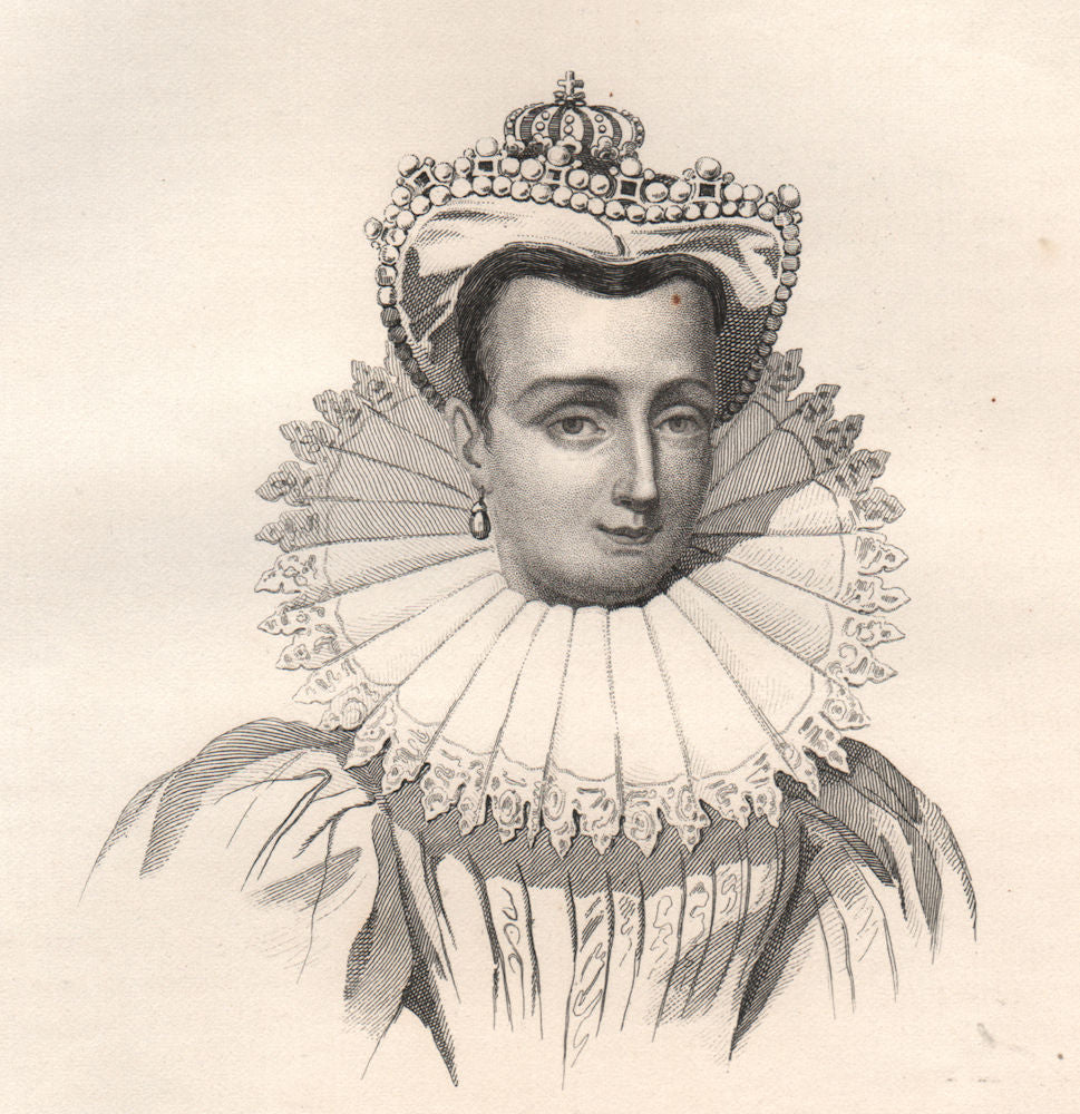 Marina Mniszech, Czarina of Moscow. Poland 1835 old antique print picture